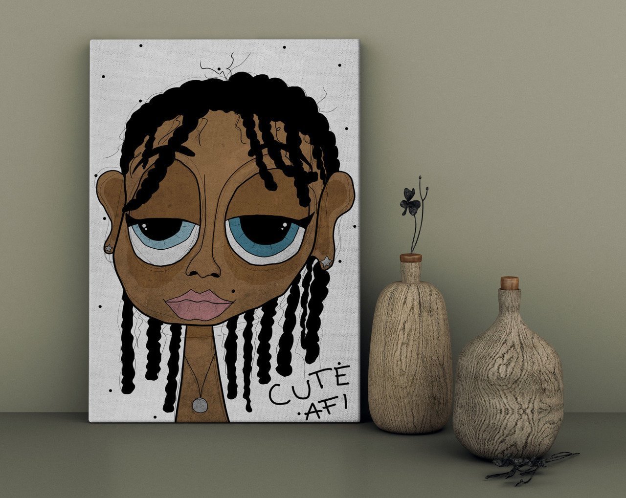 BK Home The Lazy People Collection Cute Girl Tasarımlı Kanvas Tablo 30x50cm-1