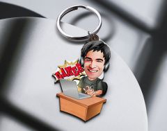 BK Gift Kişiye Özel Gamer Karikatürlü Ahşap Anahtarlık-1 Sevgiliye Hediye, Arkadaşa Hediye, Doğum Günü Hediyesi