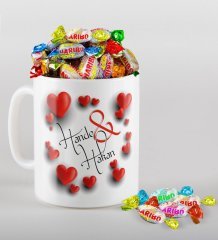Kişiye Özel Sevgililer Günü Beyaz Kupa ve Haribo Şeker Hediye Seti-20