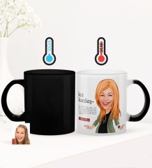 Kişiye Özel Kız Kardeş Karikatürlü Sihirli Cam Kupa Bardak - 1