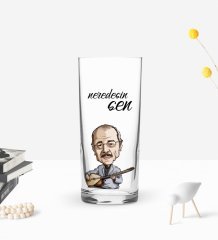 Kişiye Özel Renkli Baskılı Neşet Ertaş Tasarımlı Rakı Bardağı-1