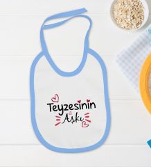 BK Kids Teyzesinin Aşkı Tasarımlı Mavi Bebek Body Zıbın ve Mama Önlüğü Hediye Seti-1