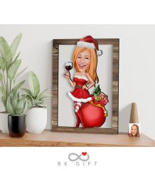 BK Gift Kişiye Özel Yeni Yıl Karikatürlü 3D Ahşap Tablo-2