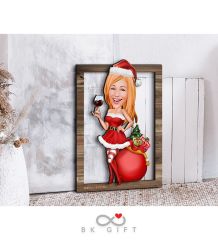 BK Gift Kişiye Özel Yeni Yıl Karikatürlü 3D Ahşap Tablo-2