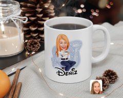 Kişiye Özel Kadın Karikatürlü Beyaz Kupa Bardak-101
