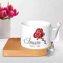 Kişiye Özel Mesleki İmam Ahşap Altlıklı Seramik Fincan - 1
