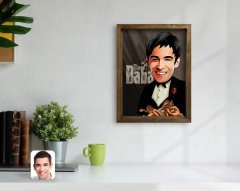Kişiye Özel Godfather Baba Karikatürlü Doğal Masif Ahşap Çerçeveli Tablo 45x65cm-5