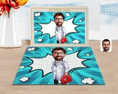 Kişiye Özel Erkek Acil Tıp Teknisyeni Karikatürlü 1000 Parça Profesyonel Puzzle-1