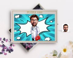 Kişiye Özel Erkek Acil Tıp Teknisyeni Karikatürlü 1000 Parça Profesyonel Puzzle-1