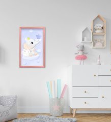 BK Home Sevimli Fil Tasarımlı Dekoratif Pembe Ahşap Çerçeveli Çocuk Odası Tablo-9