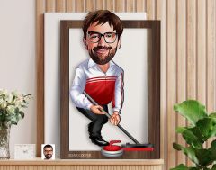 BK Gift Kişiye Özel Erkek Curling Karikatürlü 3D Ahşap Tablo-1, Sevgiliye Hediye, Arkadaşa Hediye, Doğum Günü Hediyesi