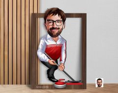 BK Gift Kişiye Özel Erkek Curling Karikatürlü 3D Ahşap Tablo-1, Sevgiliye Hediye, Arkadaşa Hediye, Doğum Günü Hediyesi