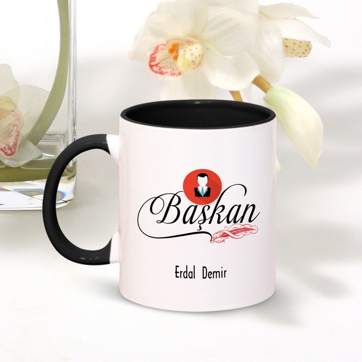 Kişiye Özel Mesleki Başkan Siyah Kupa Bardak - 002