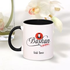 Kişiye Özel Mesleki Başkan Siyah Kupa Bardak - 002