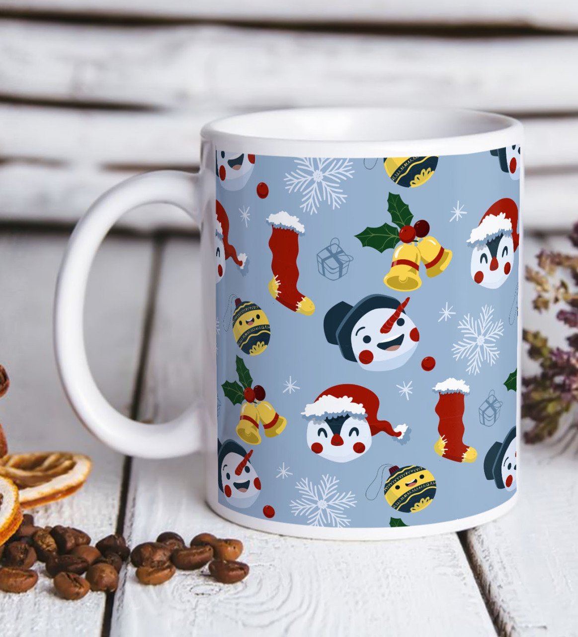 BK Gift Yılbaşı Tasarımlı Beyaz Kupa Bardak-11