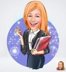 Kişiye Özel Kadın Yönetici Tasarımlı Dijital Karikatür-1