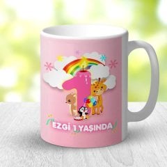Kişiye Özel Kız Bebek 1. Yaş Tasarımlı Beyaz Kupa Bardak - 1