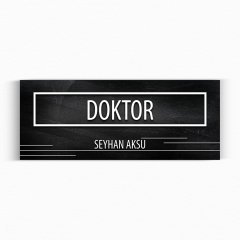 Kişiye Özel Doktor Duvar & Kapı İsimliği (Model 8 - Siyah Mermer Doku)