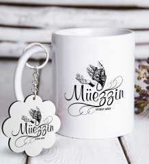 Kişiye Özel Mesleki Müezzin Beyaz Kupa ve Anahtarlık Hediye Seti-2
