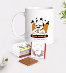 Kişiye Özel Okul Müdürü Beyaz Kupa ve Çikolata Hediye Seti-2