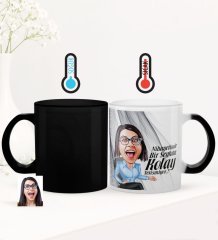 Kişiye Özel Kolay Yetişmiyor Karikatürlü Sihirli Cam Kupa Bardak - 1