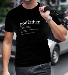 BK Home Godfather Baba Tasarımlı Siyah T-Shirt-14