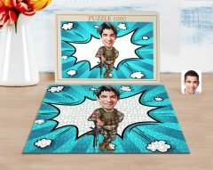 Kişiye Özel Asker Karikatürlü 1000 Parça Profesyonel Puzzle-2