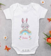 BK Kids Kişiye Özel Fotoğraflı Bebek Yastık ve Bebek Body Zıbın Hediye Seti - Model 15