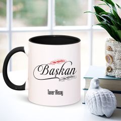 Kişiye Özel Mesleki Başkan Siyah Kupa Bardak - 001