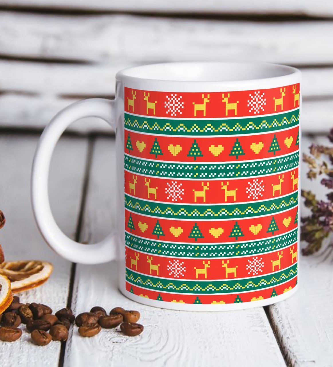 BK Gift Yılbaşı Tasarımlı Beyaz Kupa Bardak-10
