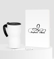 Kişiye Özel İsimli Beyaz Defter Kalem Termos Mug Seti - 4