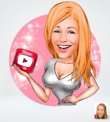 Kişiye Özel Kadın Youtuber Tasarımlı Dijital Karikatür-2
