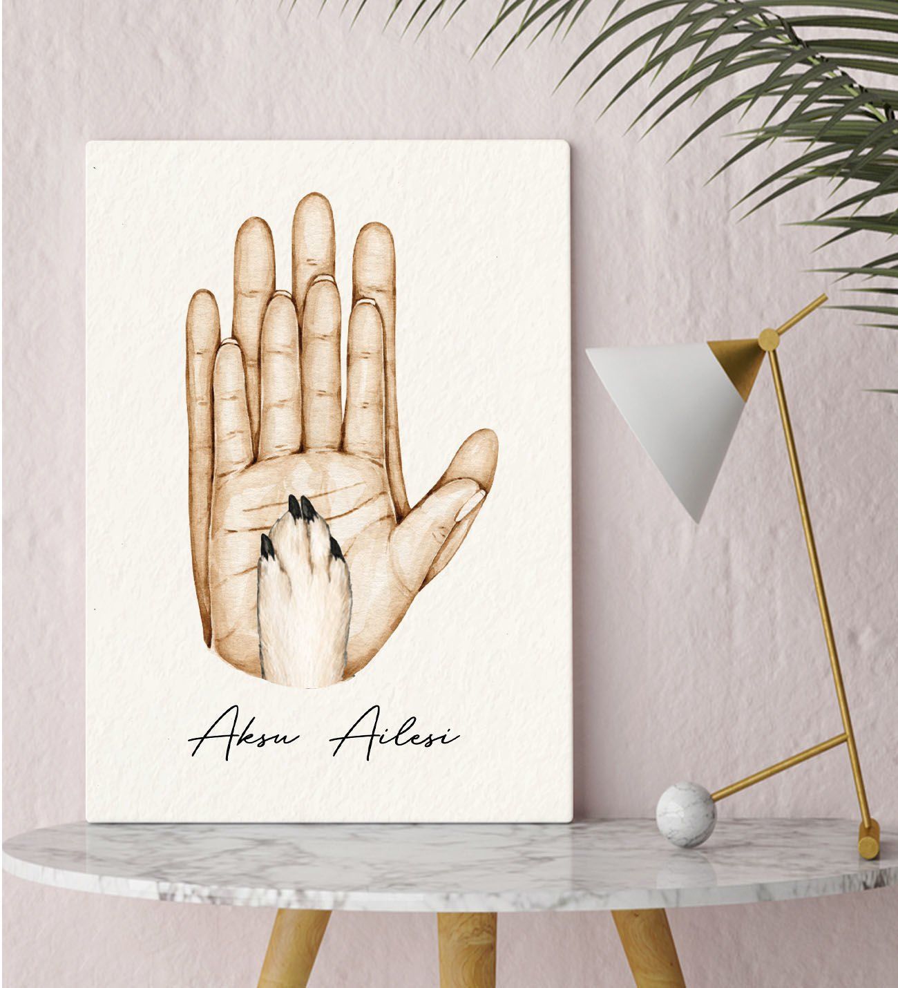 BK Gift Kişiye Özel İsimli Aile ve Pati Tasarımlı Renkli Kanvas Tablo-2 30x50, Ev Dekorasyonu, Arkadaşa Hediye