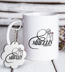 Kişiye Özel Mesleki Müezzin Beyaz Kupa ve Anahtarlık Hediye Seti-1