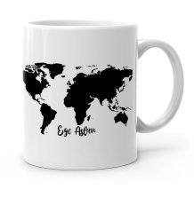 Kişiye Özel World Map Tasarımlı Beyaz Kupa Bardak - 1