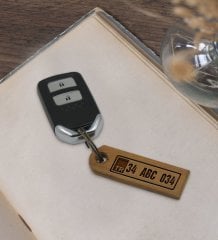 Kişiye Özel Plakalı Land Rover Logolu Ahşap Anahtarlık Model 1