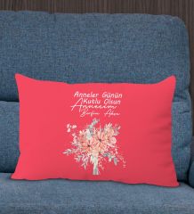 BK Gift Kişiye Özel İsimli Anneler Günü Tasarımlı Premium Kumaş Kırmızı Dikdörtgen Kırlent Yastık, Anneler Günü Hediyesi, Ev Dekorasyonu-9