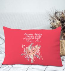 BK Gift Kişiye Özel İsimli Anneler Günü Tasarımlı Premium Kumaş Kırmızı Dikdörtgen Kırlent Yastık, Anneler Günü Hediyesi, Ev Dekorasyonu-9