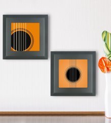 BK Gift 2’li Gitar Tasarımlı Ahşap Çerçeveli Taş Duvar Dekoru-36