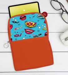 BK Gift Pop Art Tasarımlı Taşınabilir Koruyucu Tablet Kılıfı & Organizer Çanta - Turuncu-6