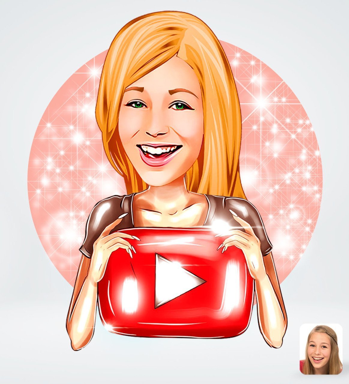 Kişiye Özel Kadın Youtuber Tasarımlı Dijital Karikatür-1