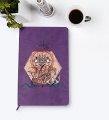 Kişiye Özel Gemi Tasarımlı Mor Termo Deri Defter Model 4