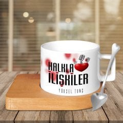 Kişiye Özel Mesleki Halkla İlişkiler Ahşap Altlıklı Seramik Fincan