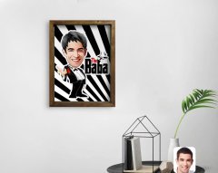 Kişiye Özel Godfather Baba Karikatürlü Doğal Masif Ahşap Çerçeveli Tablo 45x65cm-2