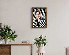 Kişiye Özel Godfather Baba Karikatürlü Doğal Masif Ahşap Çerçeveli Tablo 45x65cm-2