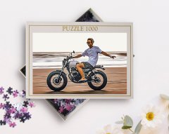 Kişiye Özel Tam Boy Motosikletli Adam Karikatürlü 1000 Parça Profesyonel Puzzle-1