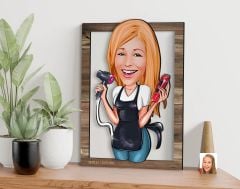 BK Gift Kişiye Özel Kadın Kuaför Karikatürlü 3D Ahşap Tablo, Sevgiliye Hediye, Arkadaşa Hediye, Yıl Dönümü Hediyesi, Doğum Günü Hediyesi-3