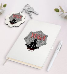 Kişiye Özel Yoga Eğitmeni Beyaz Defter Kalem ve Anahtarlık Hediye Seti-2