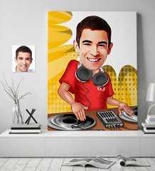 Kişiye Özel Bay DJ Karikatür Kanvas Tablo (70 x 100 cm.) 1