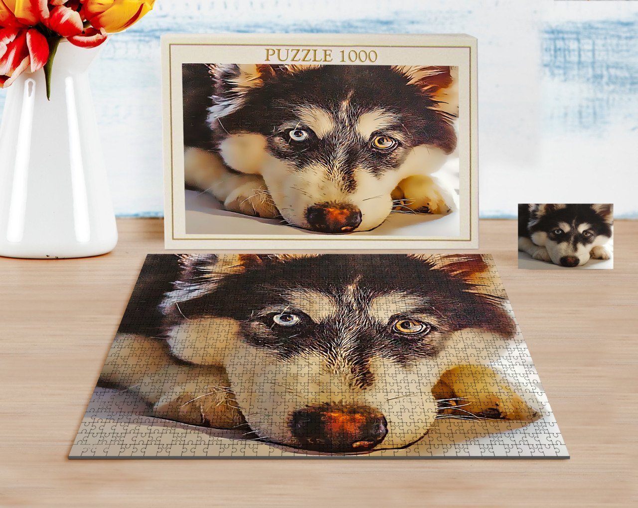 Kişiye Özel Tam Boy Köpek Karikatürlü 1000 Parça Profesyonel Puzzle-1